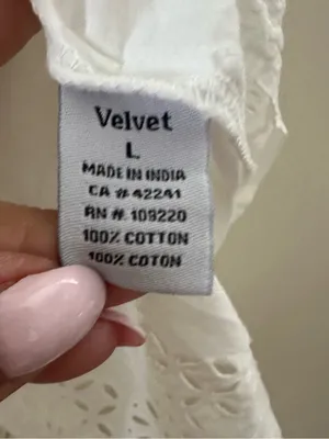 VELVET White Eyelet Romantic Feminine Puff-Sleeve Blouse Peasant Top L thumbnail 7