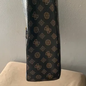 GUESS Black and Brown Monogram Chain-Handle Tote thumbnail 13
