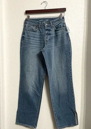 Old Navy Womens Jeans Denim Blue High Rise Curvy OG Loose Slit Ankle Size 6 thumbnail 1