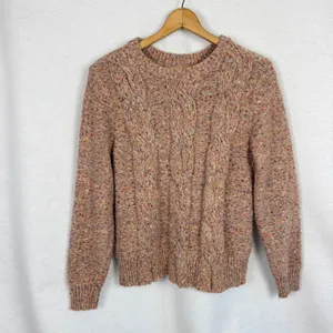 A New Day Cable Knit Sweater Womens Medium Marled Pink Multi Cozy Fall Casual thumbnail 5