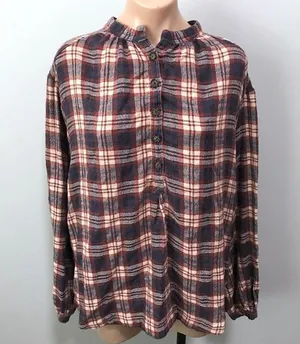 Free People Northern Bound Plaid Popover Button Up Top Small Fall thumbnail 2