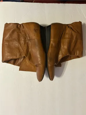 Women’s vintage Tan Leather Knee-High wedged Boots thumbnail 4
