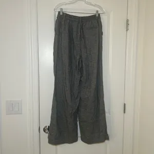 Aerie Grey Wide Leg Cotton Trousers Pants M Regular office career comfy minimal thumbnail 4
