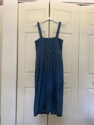All Saints Elsie Dress Denim Midi Dress Button Down Tank Dress Size 8 thumbnail 8