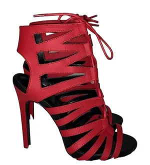 Women's Open Toe Strappy Red Sandals (Size 7) Red thumbnail 1