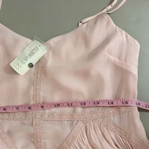 Forever 21 Women’s Sz M Light Pink Cami Dress Whimsical Chiffon Embroidered Mini thumbnail 7
