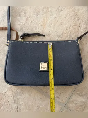Dooney & Bourke Mini Crossbody Bag Navy Blue Saffiano Leather Gold Hardware Y2K thumbnail 3