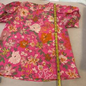 JODIFL Floral Tunic Top Medium Hot Pink Boho‎ Boutique Blouse Coastal Resort thumbnail 11