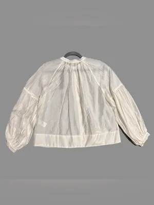 MADEWELL Ivory Button Front Blouse Lyocell Top Pleated Women’s Size Medium thumbnail 6