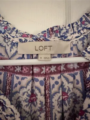 LOFT Printed Sleeveless Top - White with Blue & Burgundy thumbnail 2
