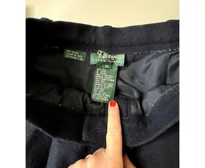 Vintage 80s Ralph Lauren Navy Blue Wool Pleated Lined High Waist Trousers Sz 12 thumbnail 2