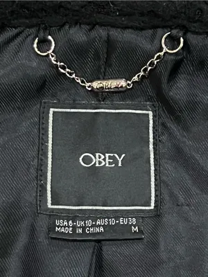 OBEY Black Fleece Peacoat Jacket Size Medium thumbnail 10