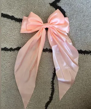 Amazon Elegant Pink Satin Hair Bow Clip thumbnail 3