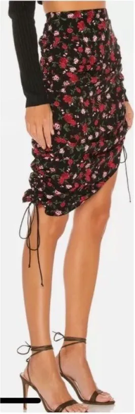 NWOT FOR LOVE & LEMONS Molly Skirt Floral Rose Ruched thumbnail 1