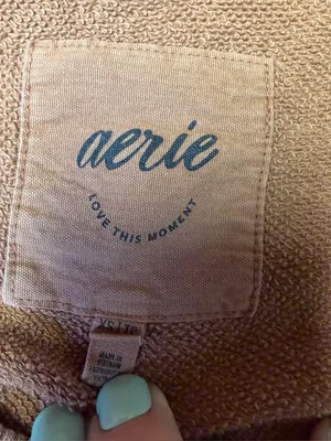 Aerie Oversized Slouchy Grunge Sweatshirt Brown Women's XS thumbnail 2