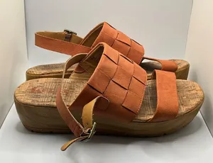 Rare Cute Korks by Kork Ease Tan Leather Wedge Sandals Women's Size US8 thumbnail 7