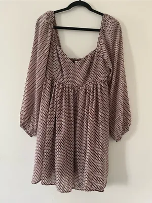 Abercrombie Babydoll Brown Mini Dress Medium Romantic Soft Girl Fall Date Night thumbnail 1