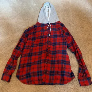 BDG Urban outfitters hooded flannel with buttons size small thumbnail 1