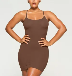 SKIMS Brown Slip Dress Mini thumbnail 1