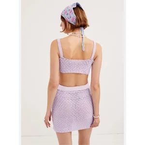 For Love & Lemons Charlotte‎ Purple Knit Bralette S $90 thumbnail 2