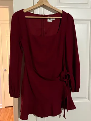 ✨ Princess Polly Burgundy Wrap Mini Dress ✨ thumbnail 2