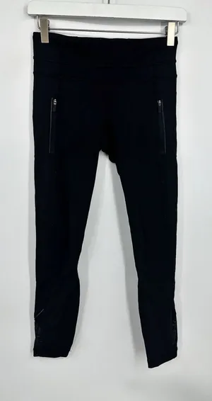 Black Lululemon Leggings Size 4 Gym Workout Training Cropped thumbnail 1