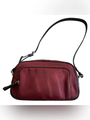 Vintage y2k Coach Rare Red Nylon Leather Trim Shoulder Bag with Zipper pockets thumbnail 2