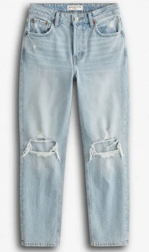 Abercrombie & Fitch Curve‎ Love 90s Relaxed Jean High Rise Distressed Blue 26 2 thumbnail 1