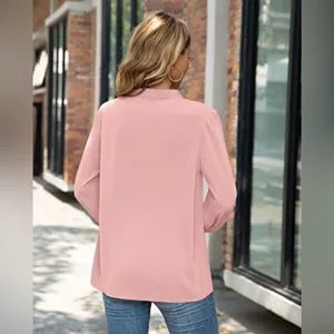 NWT ACEVOG chiffon blouse with tie collar size small Pink thumbnail 2
