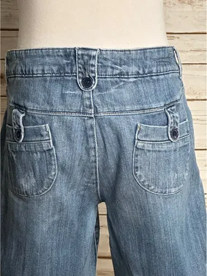 American Eagle light medium wash denim bermuda cuffed shorts Size 14 Reg Y2K thumbnail 6