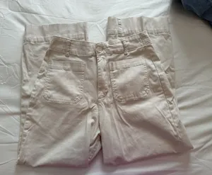 Cream Wide Leg High Rise Jeans thumbnail 1
