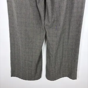 American Eagle Poppy Trouser Wide Leg Grey Plaid Academia Career Pant Size 12 thumbnail 8