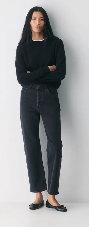 Aritzia Denim Forum Arlo High Rise Straight Jeans Black 27 thumbnail 1