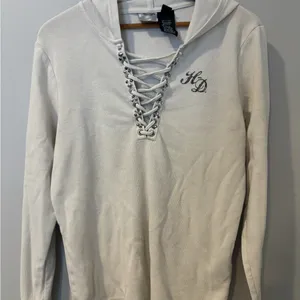 Genuine Harley Davidson Willie G Laced‎ Front Henley Hoodie Embellished C thumbnail 2