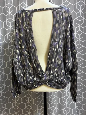 Multi colored sweater with back peek opening. thumbnail 2