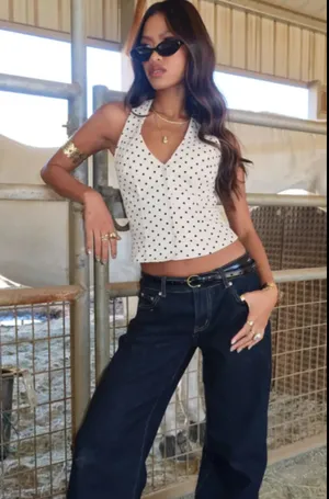 Twyla Polka Dot Halter Top M  thumbnail 1