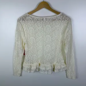 NWT Bongo Floral Lace Peplum Shirt Large Cream‎ 90s Y2K Layering Sheer Boho thumbnail 5