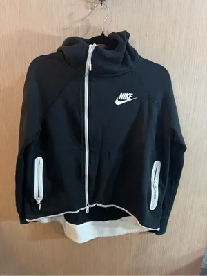 Women’s Nike Tech Black Full-Zip Hoodie with White Accents Size Medium thumbnail 1