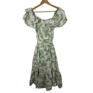 Rachel Parcell Off Shoulder Ruffle Tiered Floral Midi Dress Size 4 Sage‎ Toile thumbnail 7