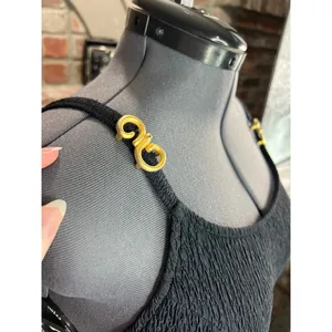 Jantzen one piece swimsuit Vintage black textured gold buckles thumbnail 9