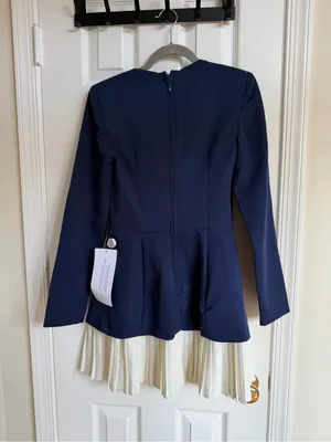 NWT Club L London Lysette Navy Sweetheart Pleated Mini Dress Size 6 thumbnail 4