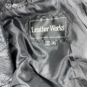Leather Works Vintage  Black Patchwork Leather Waist Tie Jacket thumbnail 7