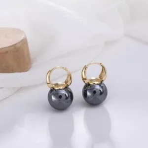 Elegant Pearl Drop Dangle Hoop Earrings for Women thumbnail 1