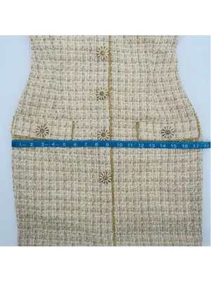 Anthropologie Eva Franco Strapless Tweed Dress Size 2 Beige Gold thumbnail 11