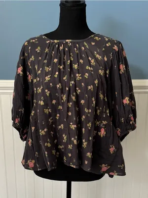 NWT Free People Chloe Mixed Print Back Cutout Top ~ Size Medium thumbnail 7