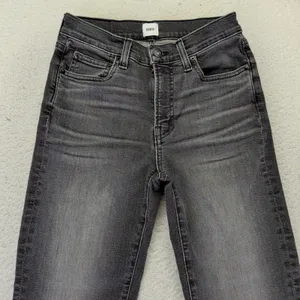 Edwin Bree Slim Straight Jeans Womens 25 Ash‎ Black Faded Raw Hem Made in USA thumbnail 3