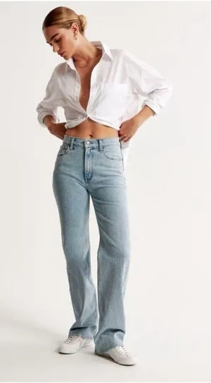 Abercrombie & Fitch The 90s Relaxed Jean High Rise Plus Size Denim Long thumbnail 1
