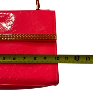 Ted Baker London Neon Pink Patent Embossed T Logo Top Handle Bag Gold Hardware thumbnail 2