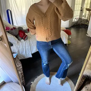 Petal + Pup Women’s Small/Medium Brown Cropped Cable Knit Cardigan thumbnail 2