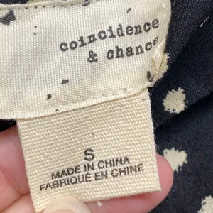 Coincidence & Chance Crop Top S‎ Black Cream Polka Dot LS Mock Neck Blouse thumbnail 5